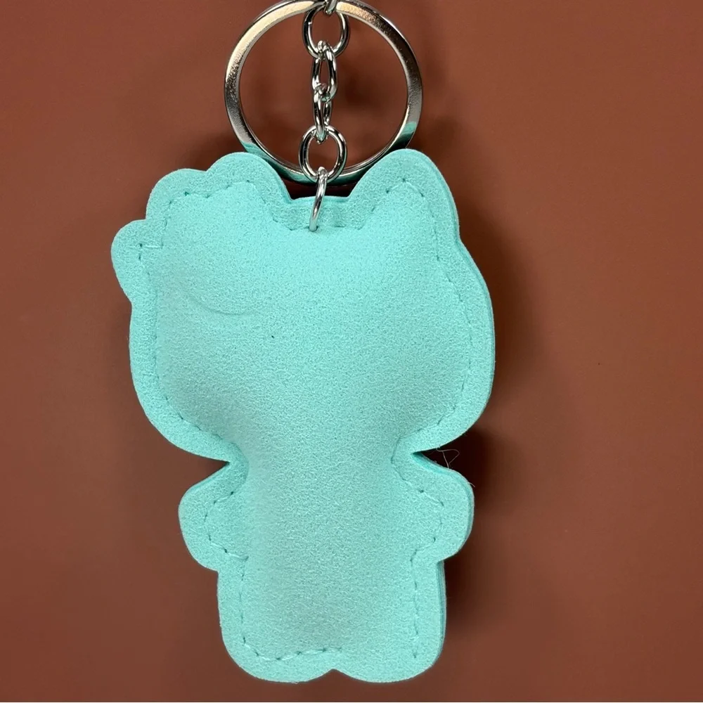 Bling Hello Kitty Keychain - Aqua & Red Accents